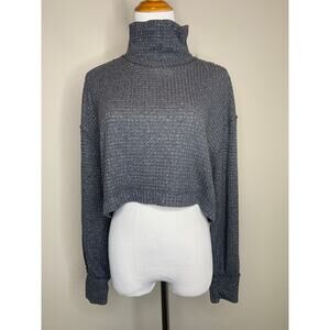 Free People Gray Thermal Oversized Turtleneck Sz Small